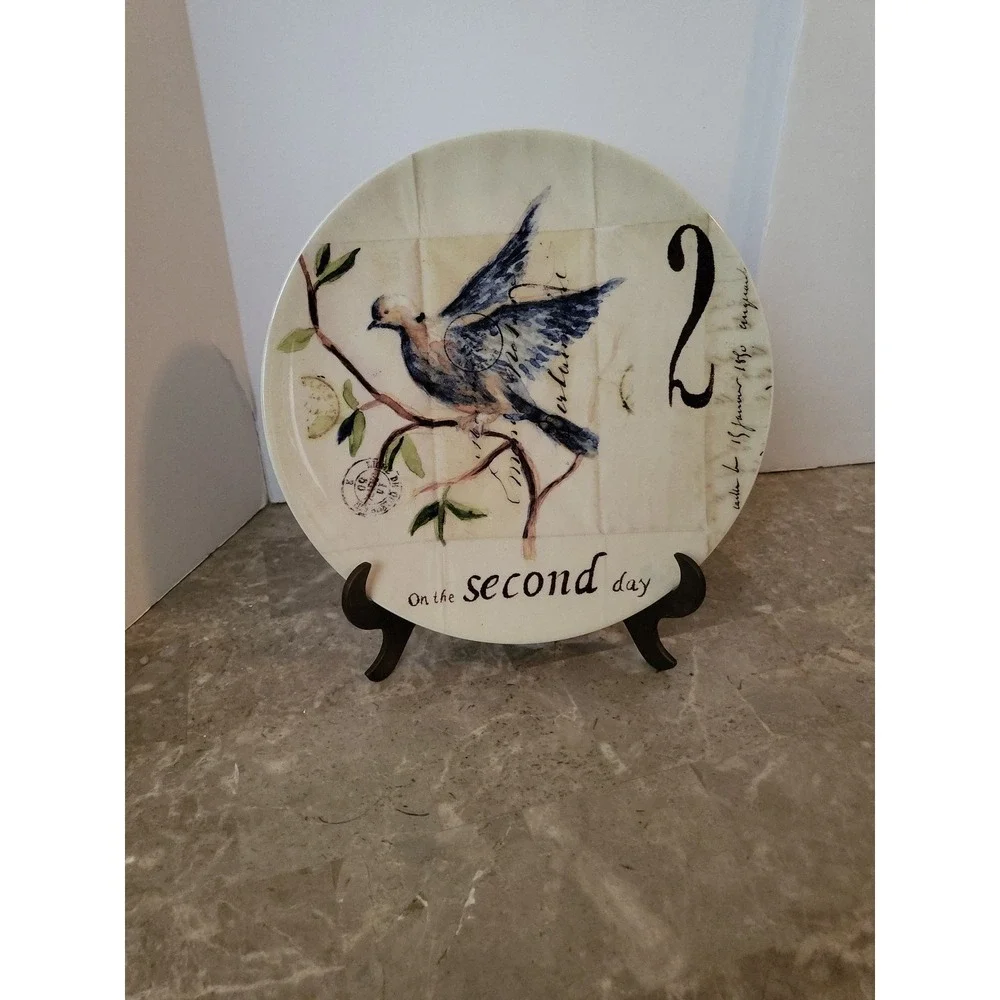 WILLIAMS SONOMA‎ 12 DAYS OF CHRISTMAS PLATE ~2 Turtle Doves~ EUC 2013